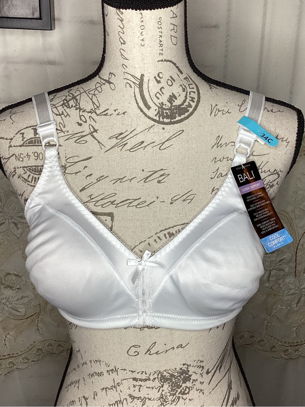 Bali Cool Comfort White Classic Support Unpadded Bra DF3820 34C NEW! Retail $44